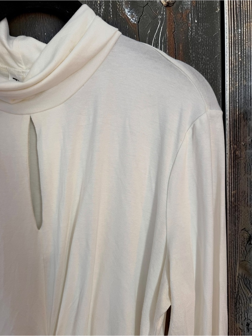 7th Avenue NY&Co Draped Cowl Neck Top Large White Asymmetric Ruched - Picture 4 of 10